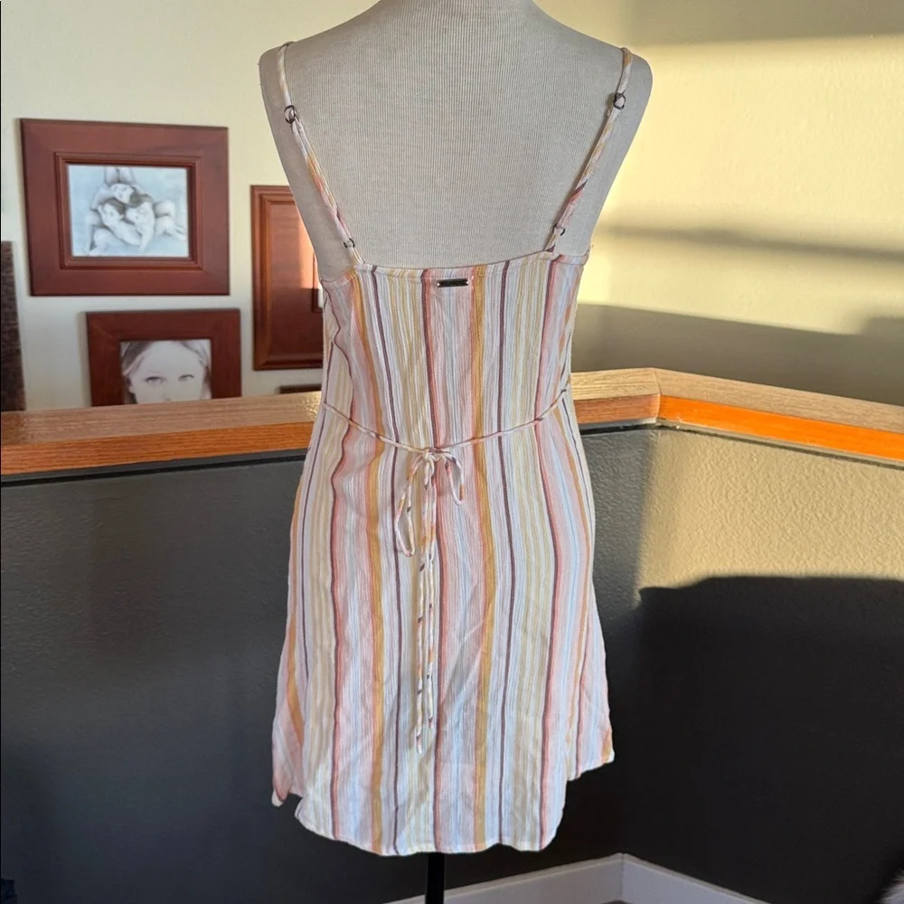 Billabong Striped Lightweight dress - Peach & Cream striped wood buttons small - Picture 2 of 8